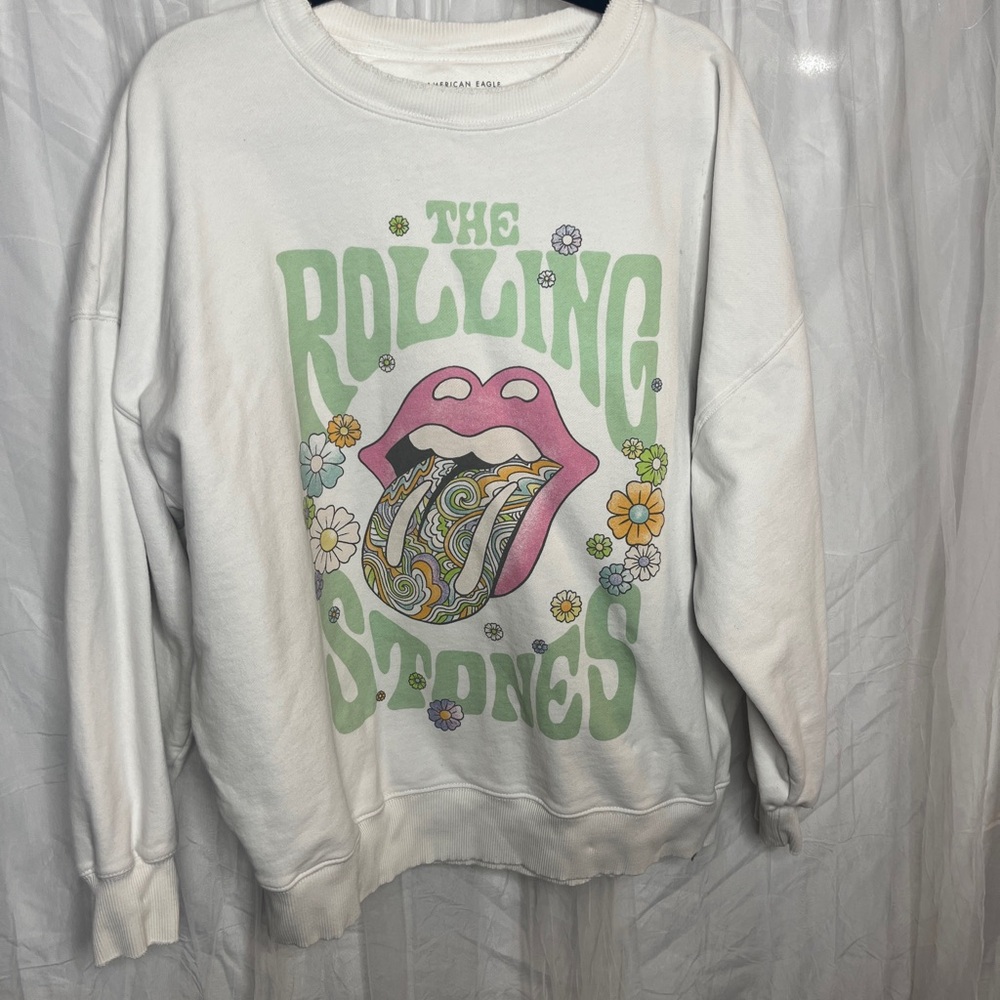 American Eagle Outfitters White Graphic Sweater